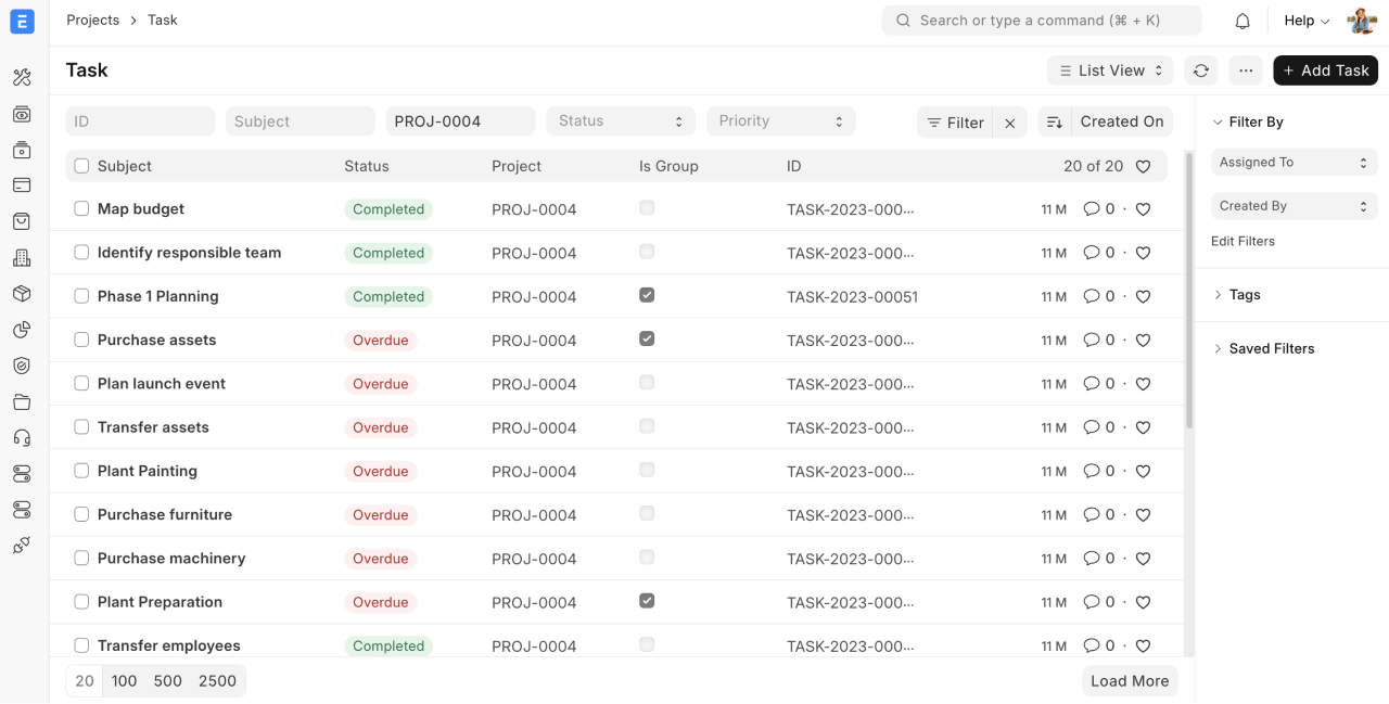 ERPNext Projects - Tasks & project delivery
