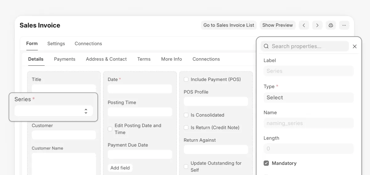 ERPNext Customise - Form builder & custom fields