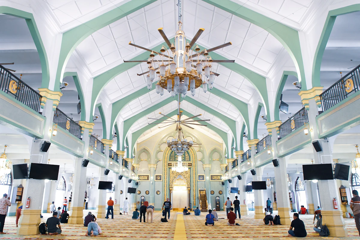 The interior of a mosque, representing the community an Islamic charity serves.