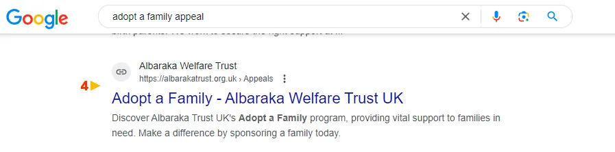 Adopt a family appeal page