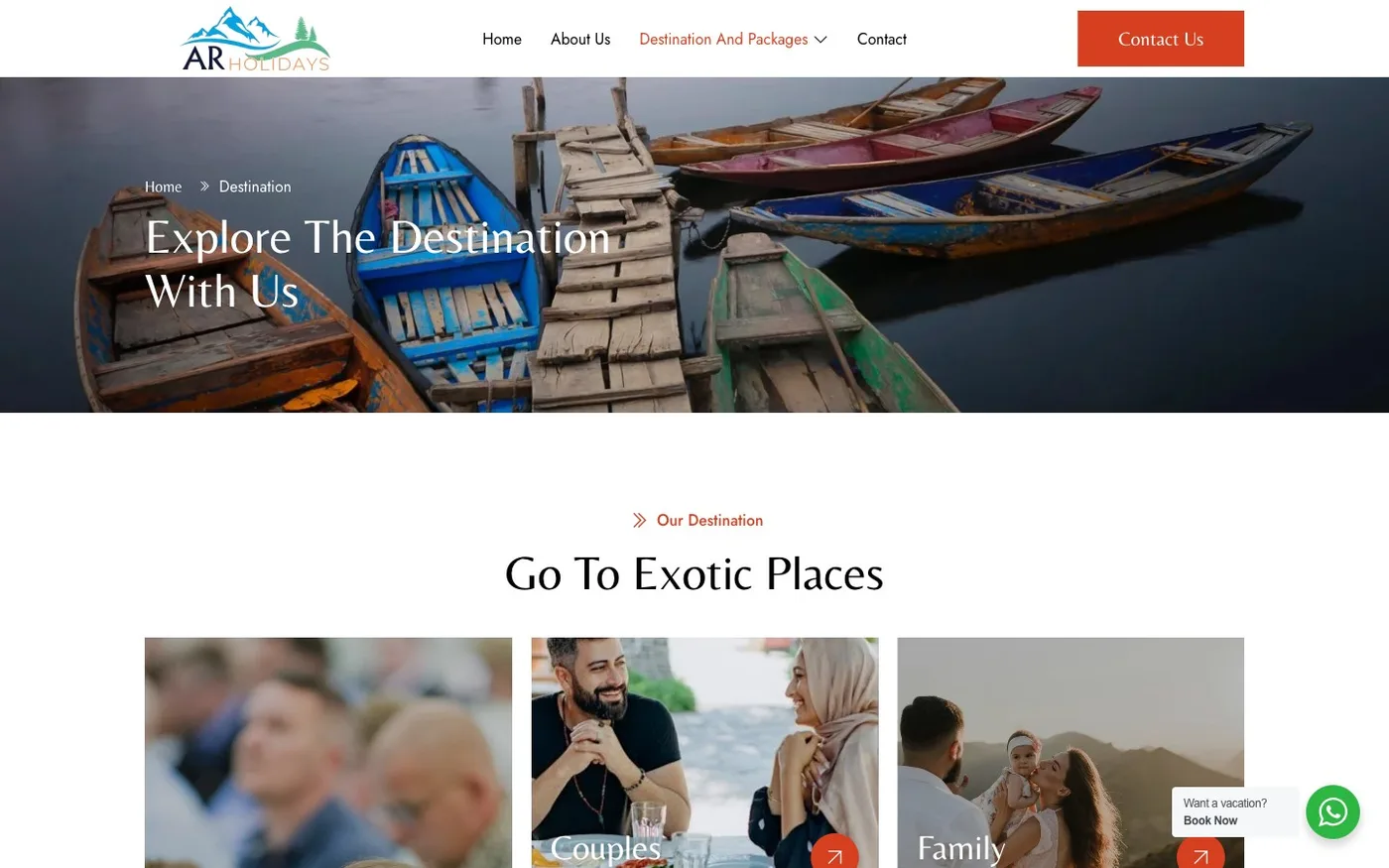 AR Holidays destinations and packages listing