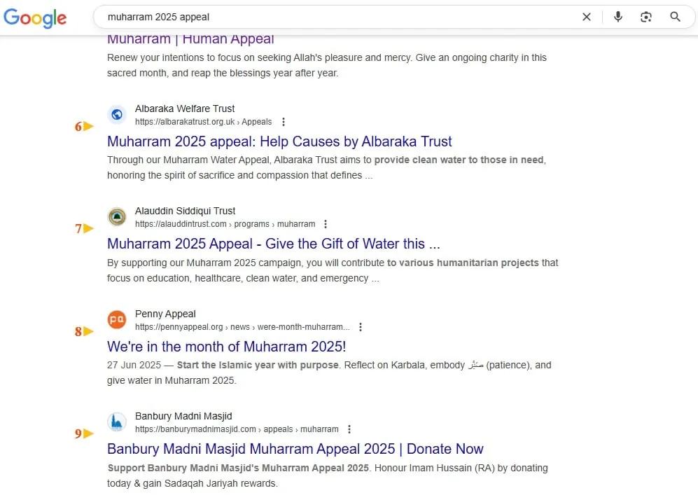Muharram 2025 appeal page