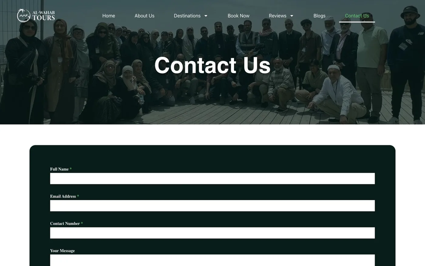 Alwahab Tours contact page