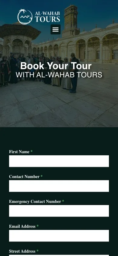 Alwahab Tours mobile booking page
