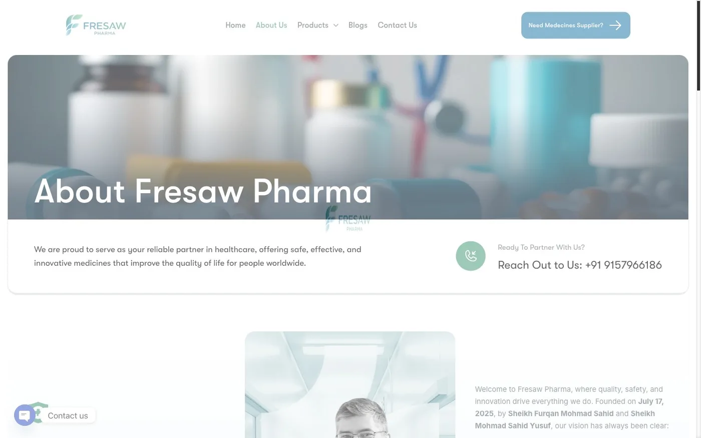 Fresaw Pharma about and quality page