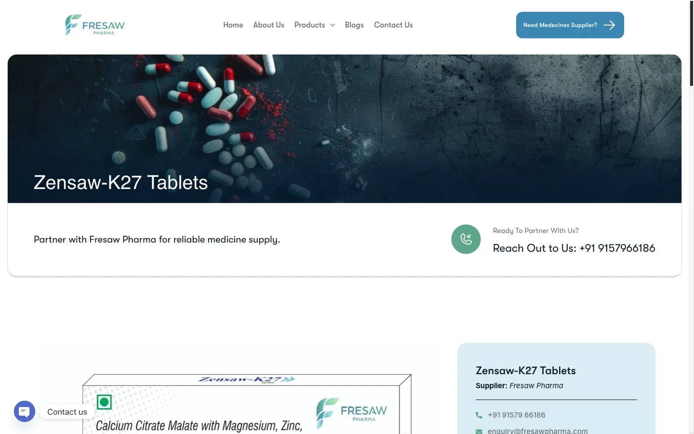 Fresaw Pharma product detail page