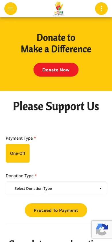 Hope Foundation mobile donation portal