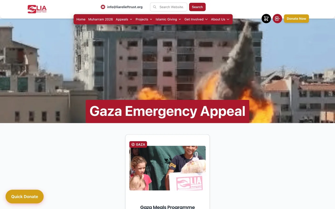 LIA Relief Trust Gaza emergency appeal page