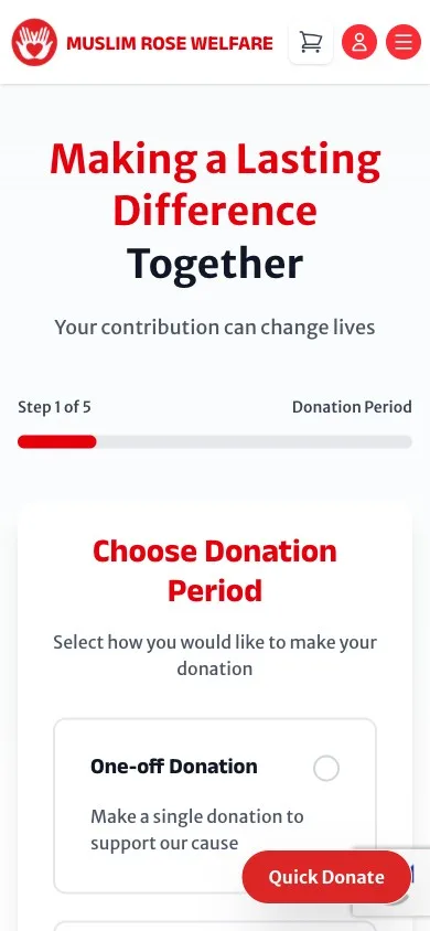 Muslim Rose Welfare mobile donation page