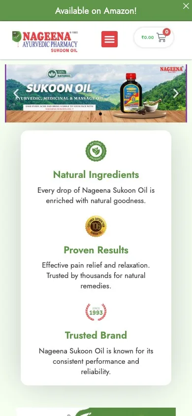 Nageena Sukoon Oil mobile homepage