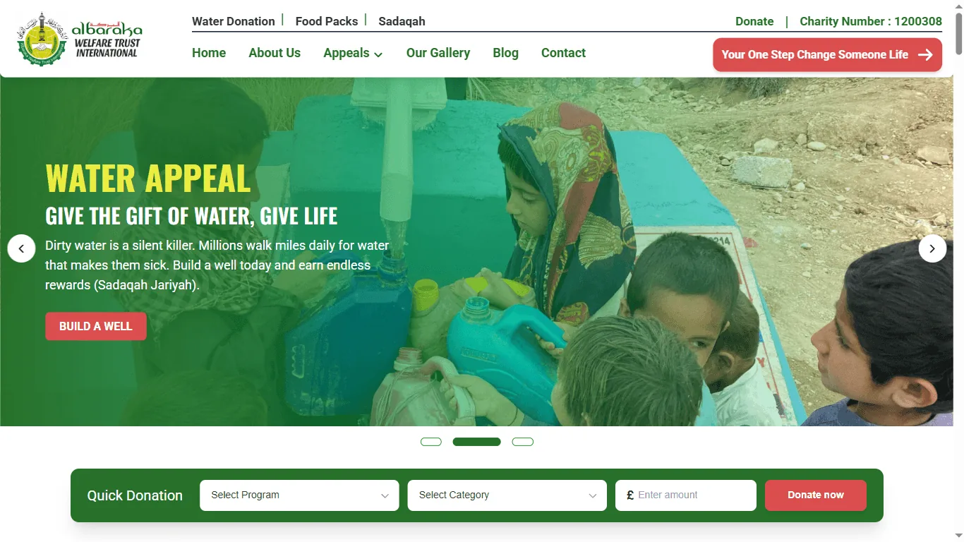 Al-Baraka Welfare Trust - a live website we designed and built