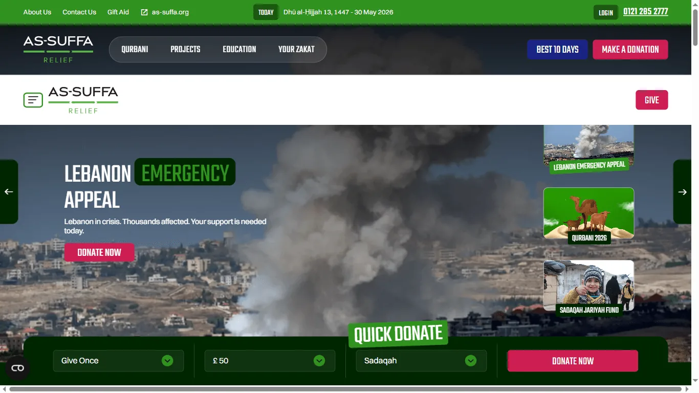 As-Suffa Relief - a live website we designed and built