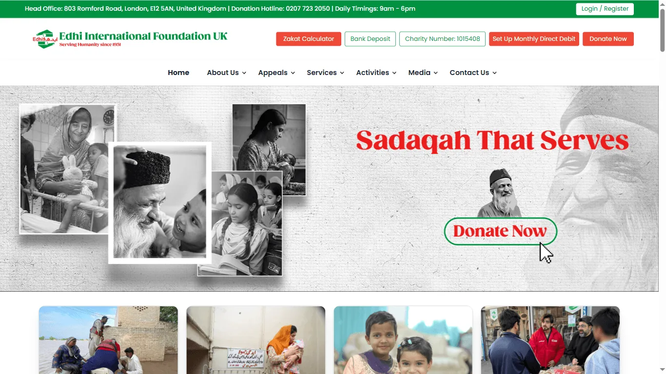 Edhi Foundation UK - a live website we designed and built