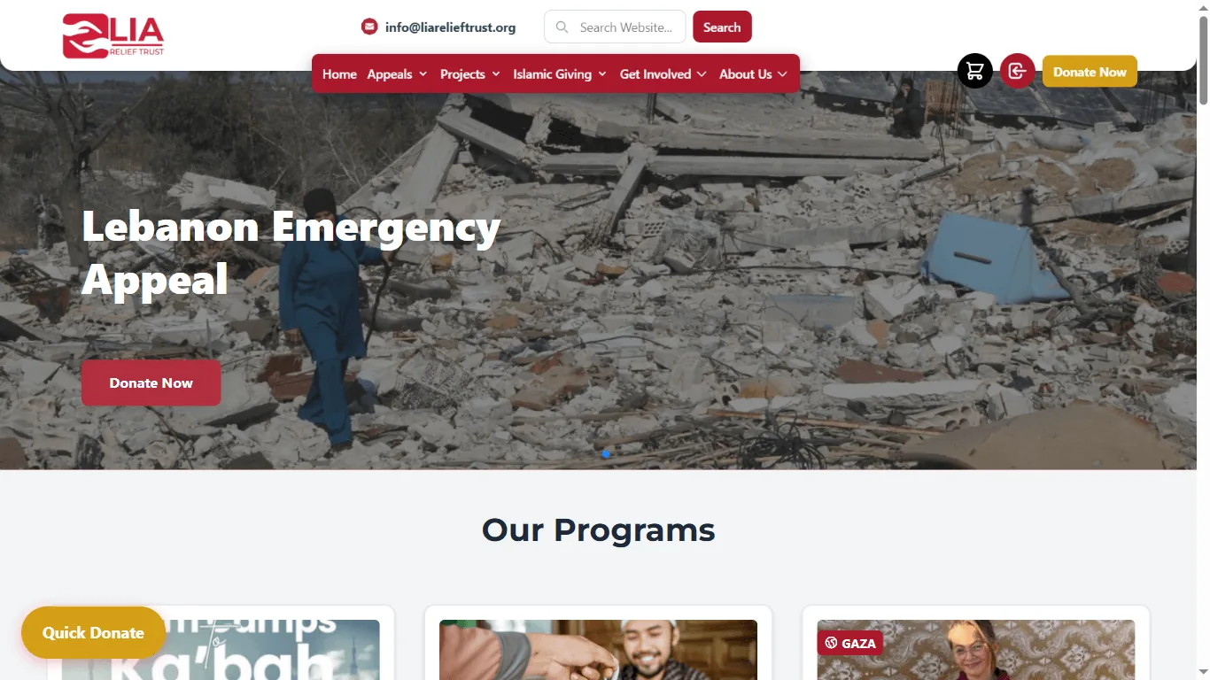 LIA Relief Trust - a live website we designed and built