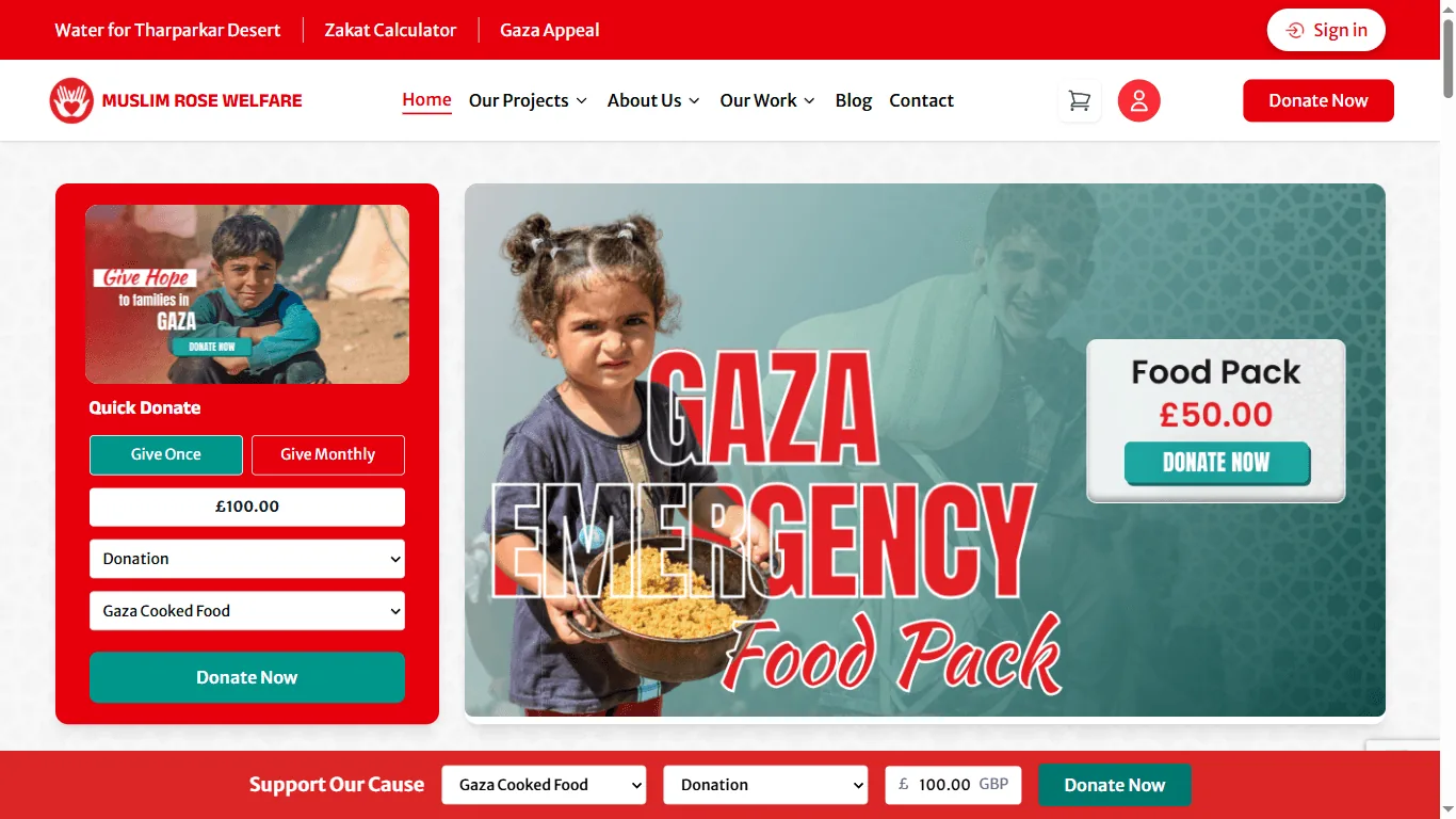 Muslim Rose Welfare - a live website we designed and built