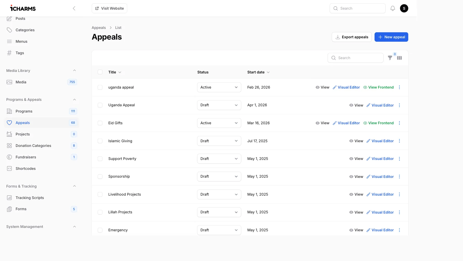 iCharityCMS - Appeals & campaigns