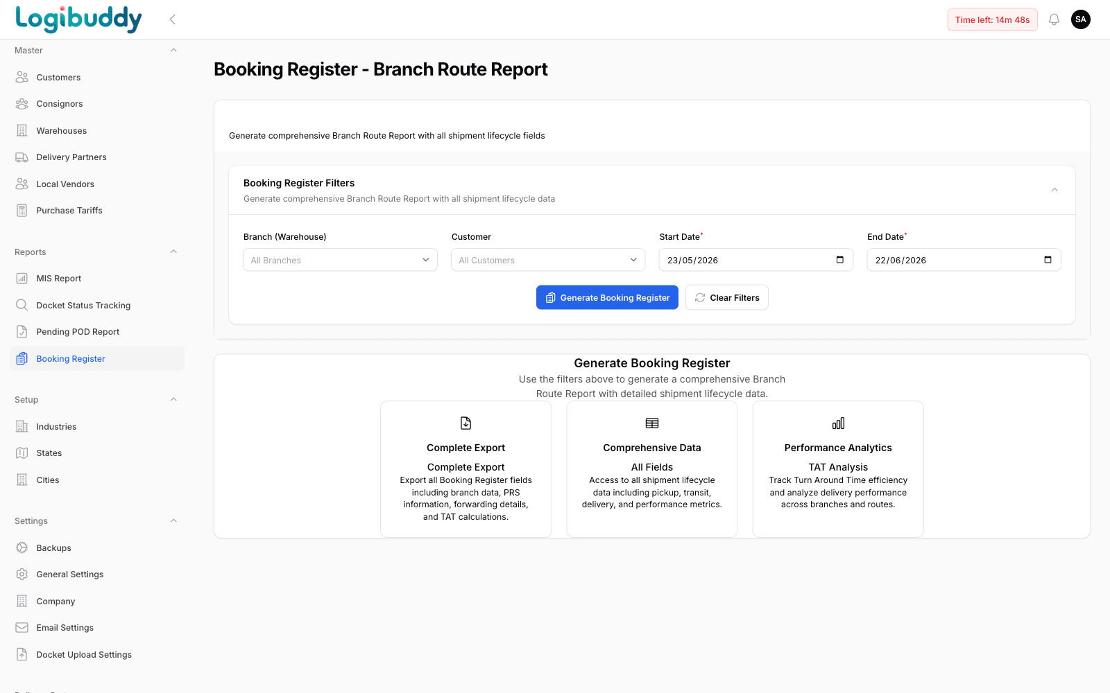Booking register
