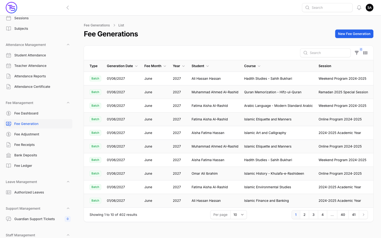 Fee generation