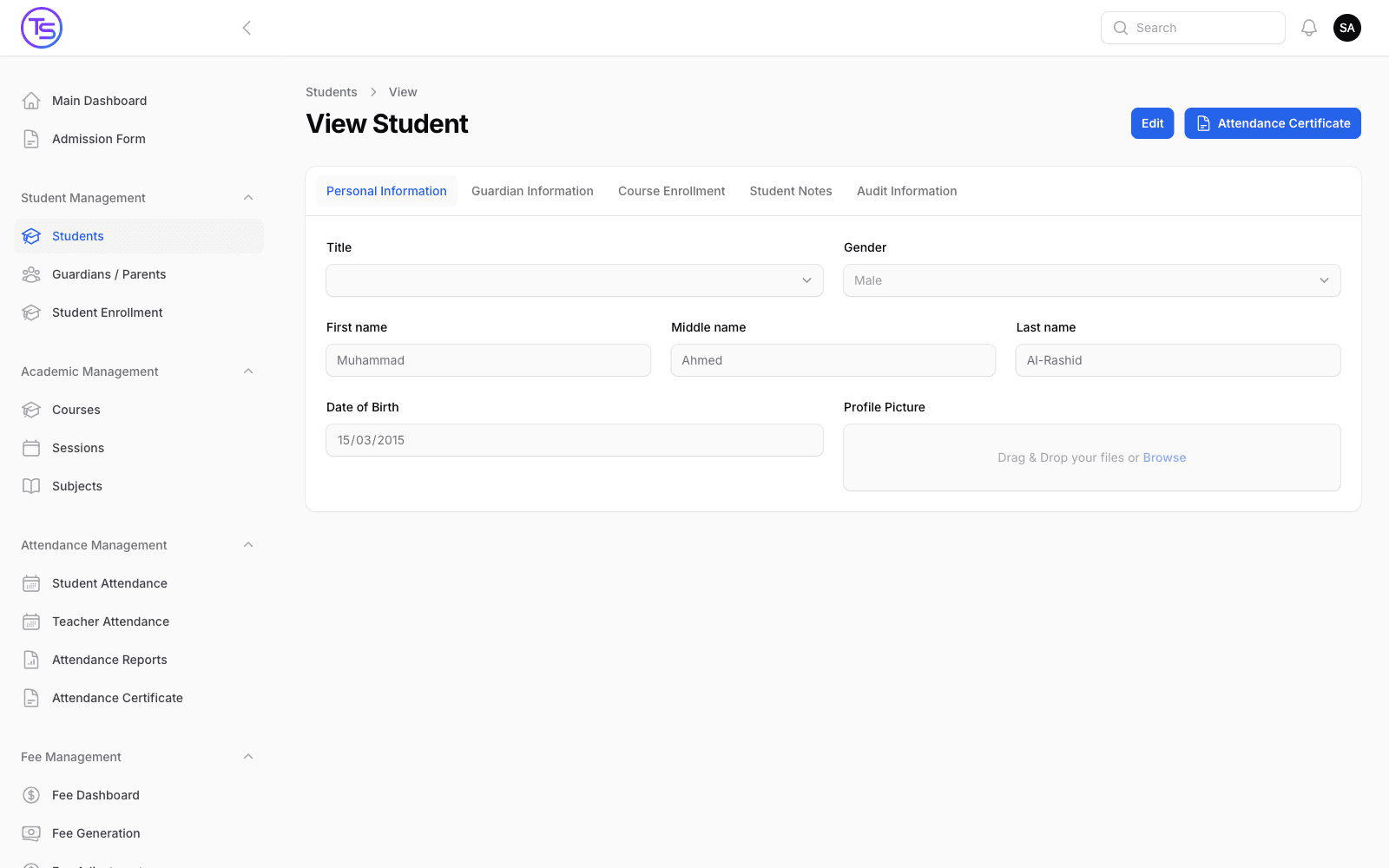 Student profile