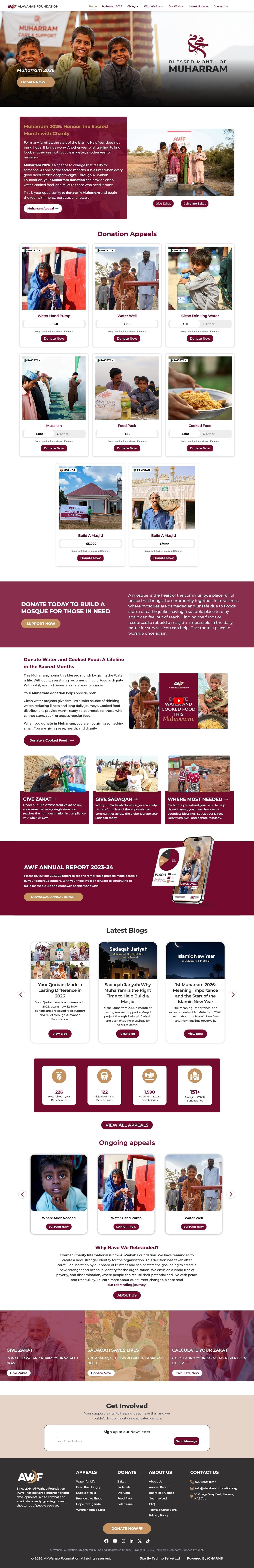 Alwahab Foundation - full charity website designed and built by Techno Serve