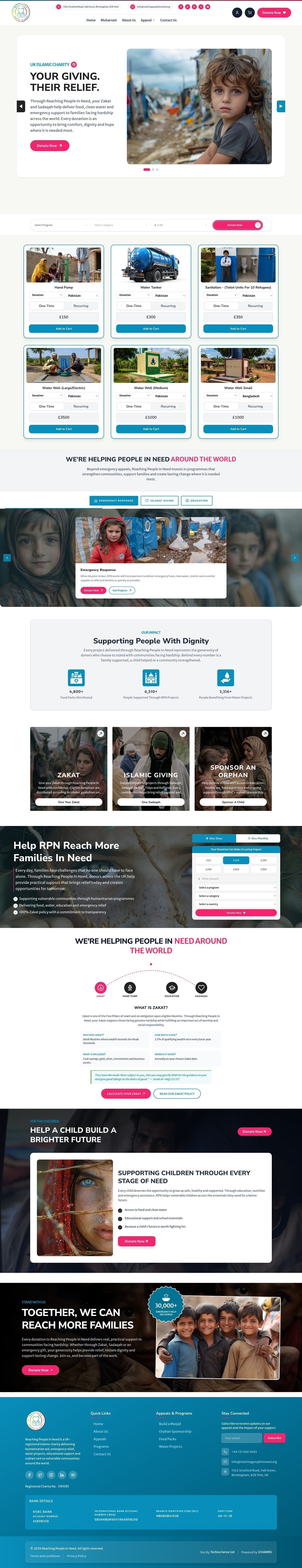 Reaching People In Need - full charity website designed and built by Techno Serve